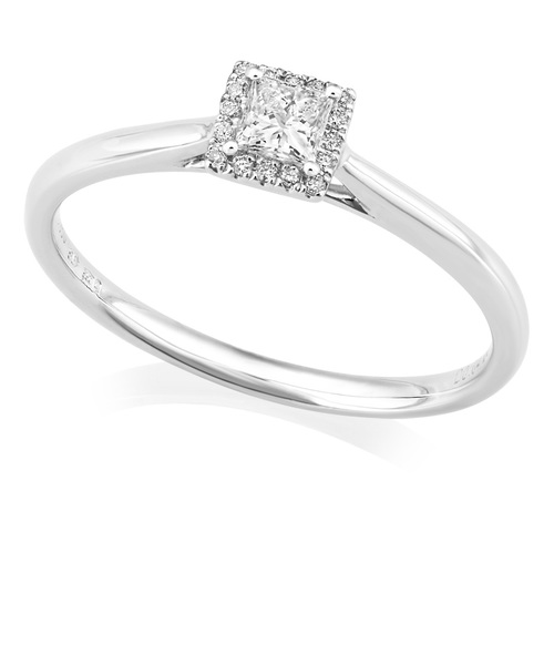 Platinum Princess Diamond Ring With Halo IN660