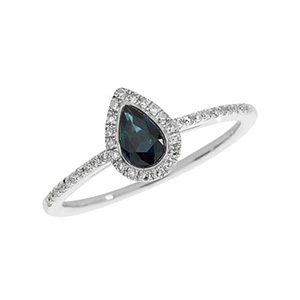 9ct White Gold Sapphire & Diamond Pear Shape Halo Ring
RD422WS