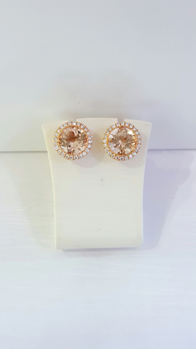18ct Rose Gold Morganite and Diamond Earrings”