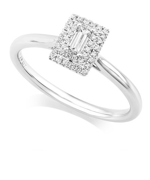 Platinum Emerald Diamond Ring With Double Halo IN663