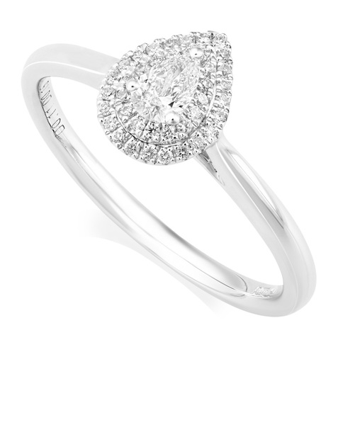Platinum Pear Diamond Ring With Double Halo IN664